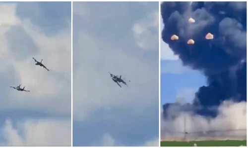 Coliziune între două avioane militare americane la un show aviatic din Idaho, SUA. Toți cei patru membri ai echipajului s-au catapultat în siguranță FOTO captura video X/@Breaking911