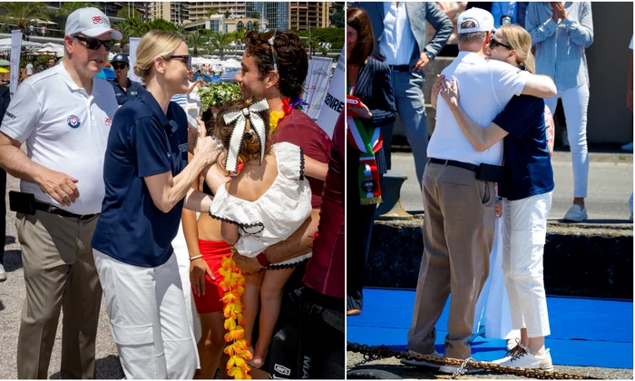 Prințesa Charlene și Prințul Albert  la The Crossing, cursa de biciclete pe apă   FOTO Frederic Nebinger, Palatul Princiar, Jean Charles Vinaj, Princess Charlene Foundation of Monaco 3 jpg