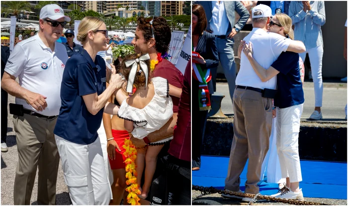 Prințesa Charlene și Prințul Albert  la The Crossing, cursa de biciclete pe apă   FOTO Frederic Nebinger, Palatul Princiar, Jean Charles Vinaj, Princess Charlene Foundation of Monaco 3 jpg