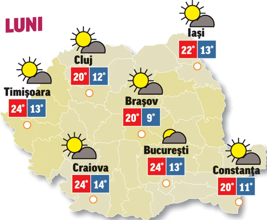 Prognoza meteo 4 mai aduce temperaturi mai ridicate