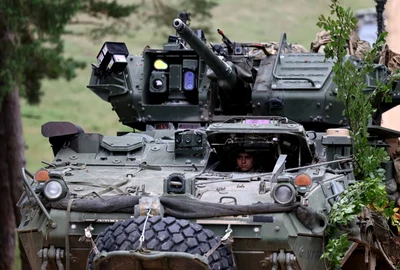 Blindat Stryker la exercițiile Saber ale NATO în Germania FOTO EPA-EFE