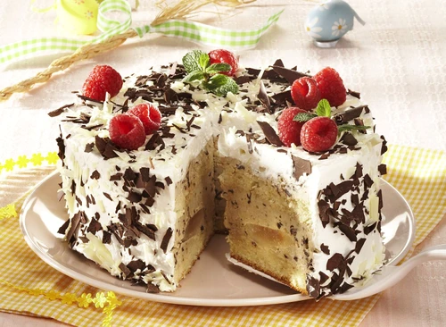 Cake with Pears and Raspberries jpeg