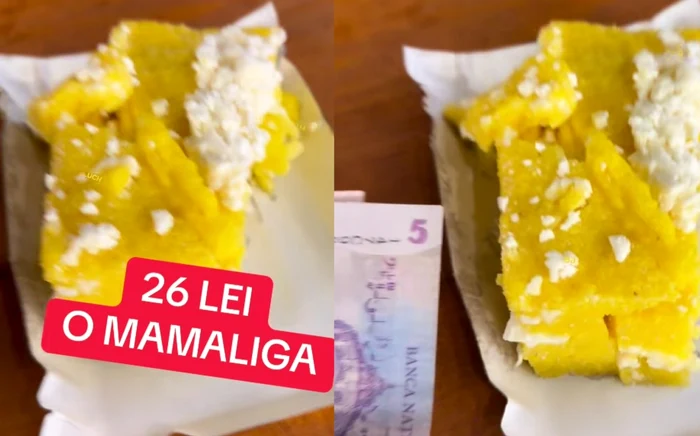 Mămăliga „de lux”, ajunsă să coste, în final, 26 de lei porția / foto: colaj Facebook