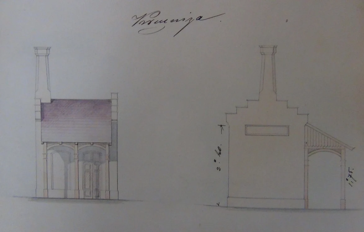 Cuşniţa poliţiei capitalei, arh. George Gaudi senior, 1855 (A.N.R., fond P.M.B. General, dosar 110/1854)