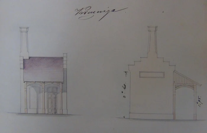 Cuşniţa poliţiei capitalei, arh. George Gaudi senior, 1855 (A.N.R., fond P.M.B. General, dosar 110/1854)