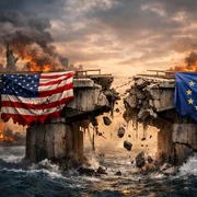 Podul crăpat și steagurile zdrobite png