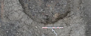 Rămășițe ale unui cuptor de olărit din perioada romană (© IKA_Burg_2026, photo L. Schlamp)