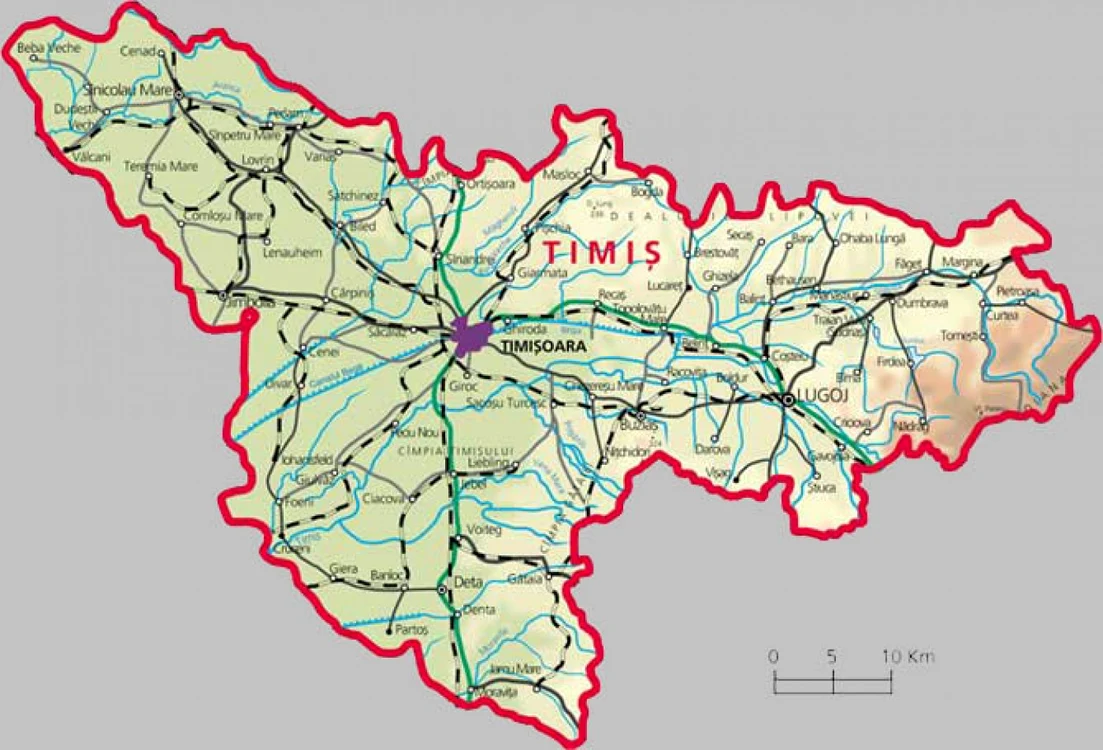Harta judeţului Timiş