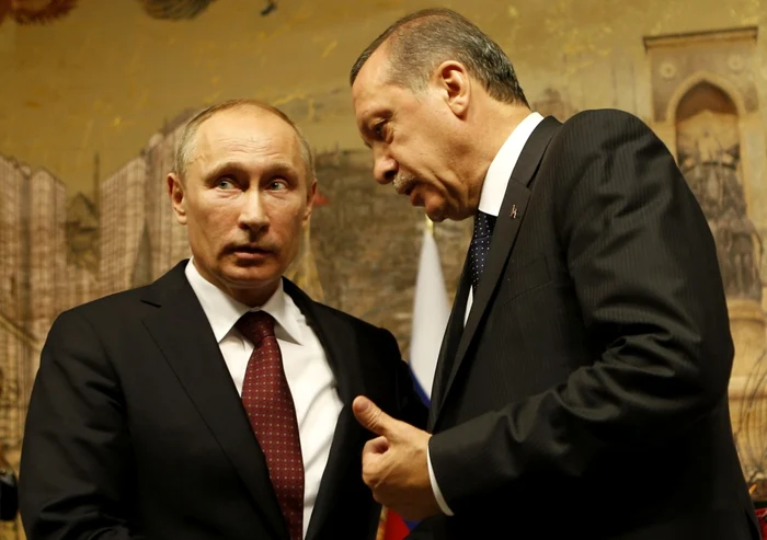 Vladimir Putin şi Recep Tayyip Erdogan, surprinşi în timpul unei discuţii FOTO Reuters