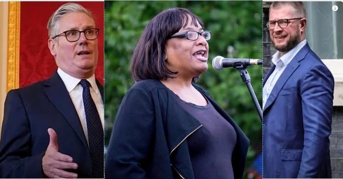 Keir Starmer, Diane Abbott şi Paul Ovenden. FOTO: colaj captură video