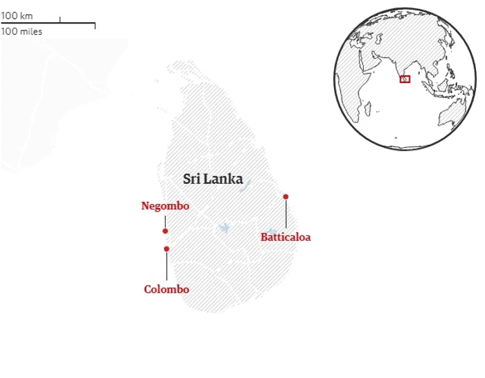 Cele opt explozii au avut loc în Colombo, Batticalao şi Negombo