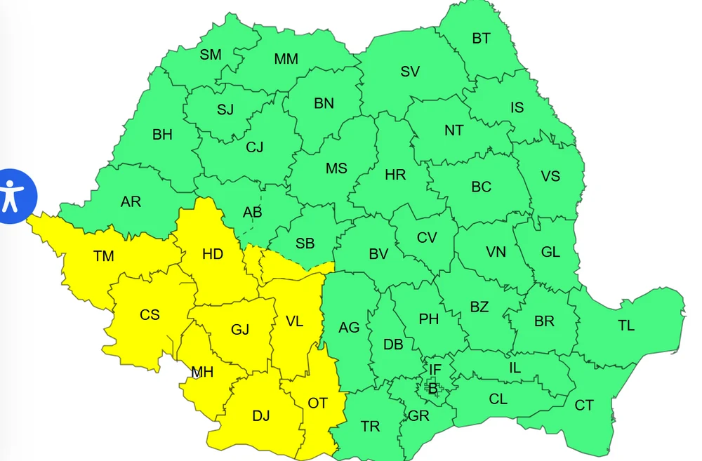 Sfârșit de săptămână cu furtuni și vijelii, dar și caniculă. Județele care intră sub cod galben