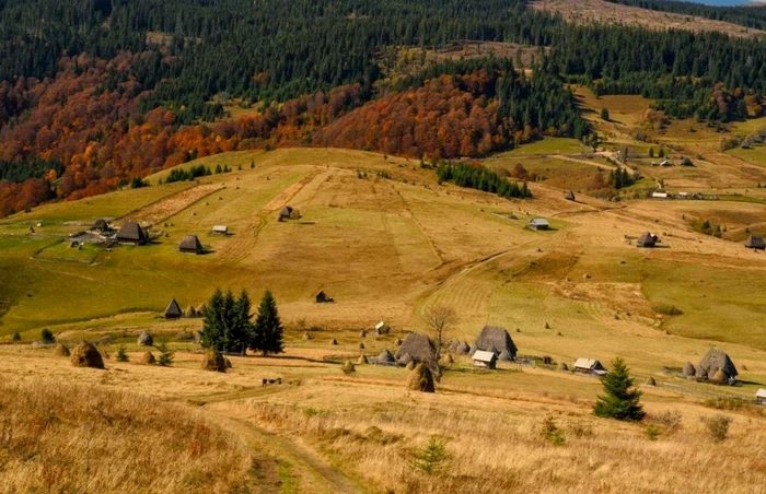 Cătun cu locuinţe tradiţionale la peste 1000 de metri altitudine. Foto: Ion Crişan