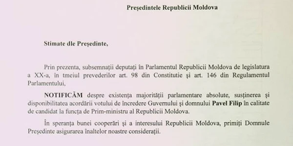 declaratie in sustinerea lui Pavel Filip