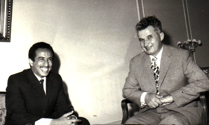 Ministrul de interne al Republicii Democratice Populare Yemen, Mohamed Salaeh Mutee’a, primit de Nicolae Ceaușescu,  la 31 mai 1972 (© „Fototeca online a comunismului românesc”, cota: 55/1972)