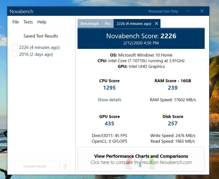 MSI Prestige 14 test Novabench