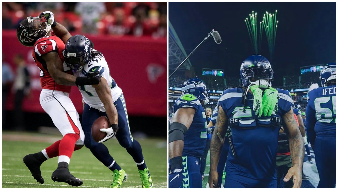 Fost star de fotbal american, arestat de poliție. Foto: colaj Facebook/Marshawn Lynch