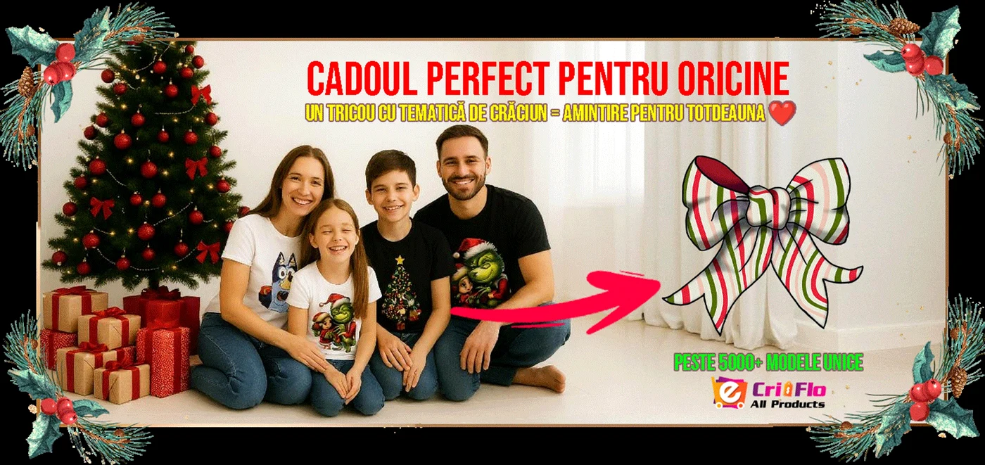 Banner tricouri de Crăciun pentru familie – cadoul perfect pentru oricine Sursă eMAG