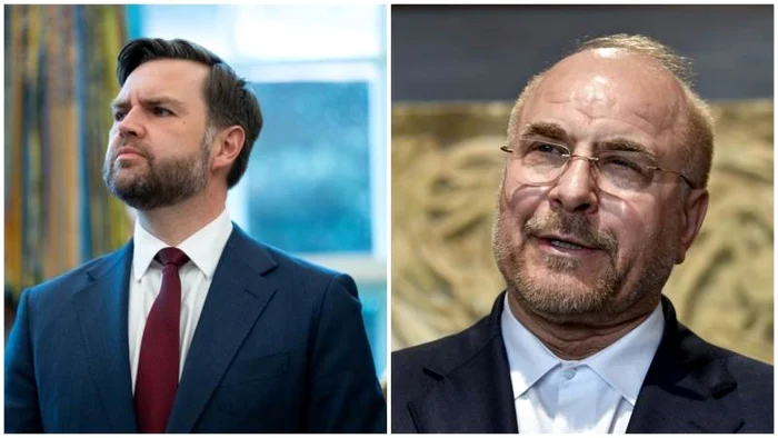 Vicepreședintele SUA, JD Vance și președintele parlamentului iranina, Mohammad Bagher Ghalibaf