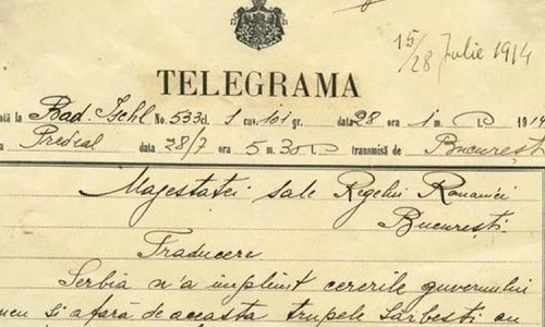 Document inedit publicat de MNIR  Telegrama împăratului Austriei, Franz Joseph, către regele Carol I al României: Am atacat Serbia jpeg