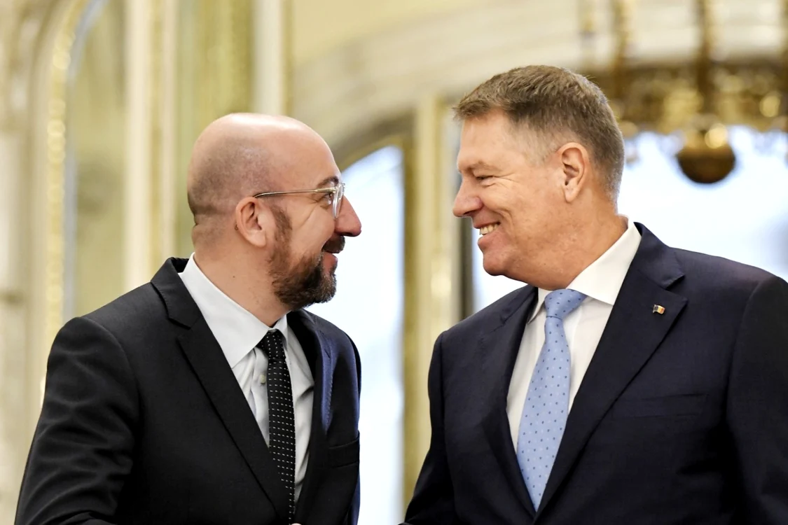 Klaus Iohannis cu președintele CE, Charles Michel Foto: mediafax