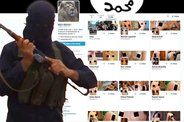 Mai multe conturi de Twitter ale jihadiștilor au fost invadate de imagini cu conținut sexual explicitFoto Twitter