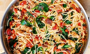 spaghete cu pui rosii uscate si spanac 580x400 jpeg