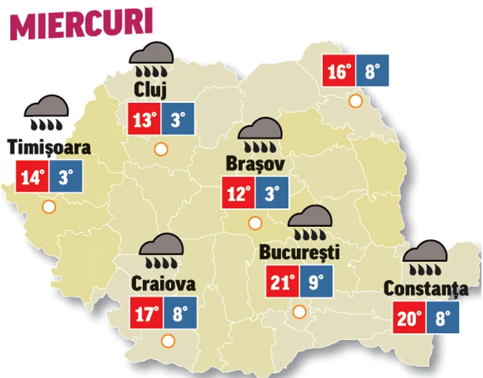 Prognoza meteo 29 aprilie vine cu ploi și vânt în toată țara