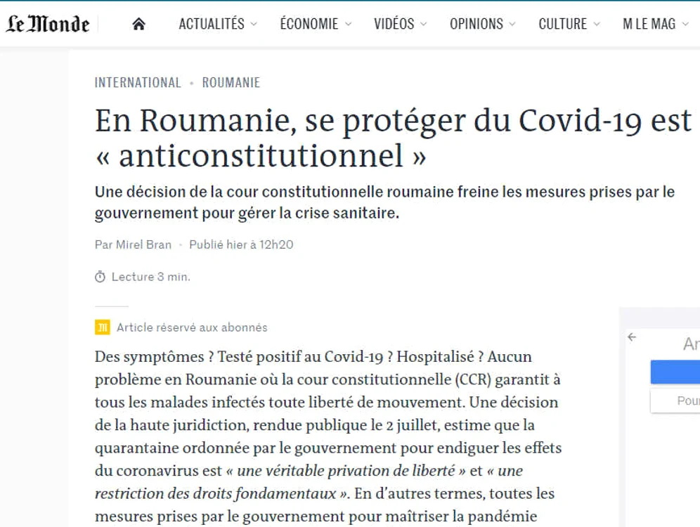 Publicația „Le Monde” dezbate pe larg situația incredibilă creată în România