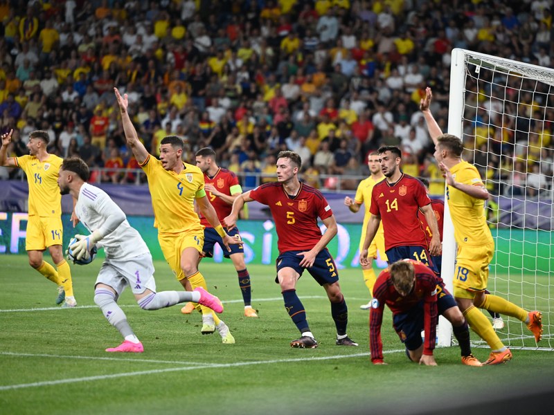 EURO 2023 U21: Debut cu stângul pentru România, în fața Spaniei. Avalanșa de ocazii pierdute din prima repriză s-a răzbunat