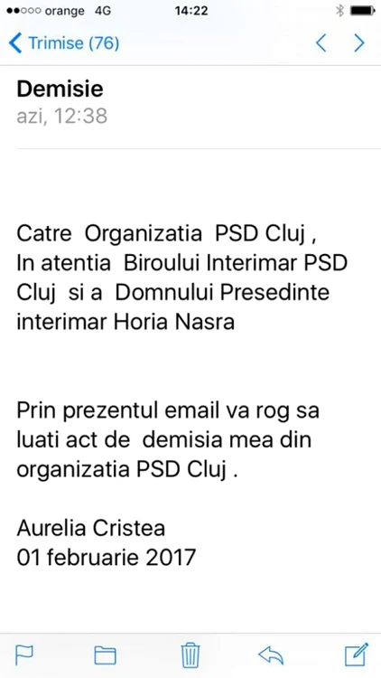 demisia aureliei cristea foto facebook