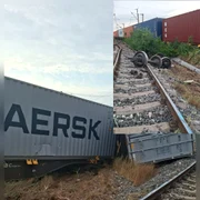 Două vagoane ale unui tren de marfă au deraiat pe ruta Constanța   Mangalia FOTO FNMCV jpg