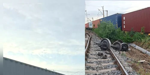 Două vagoane ale unui tren de marfă au deraiat pe ruta Constanța Mangalia FOTO FNMCV jpg