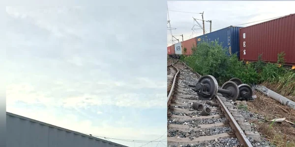 Două vagoane ale unui tren de marfă au deraiat pe ruta Constanța   Mangalia FOTO FNMCV jpg