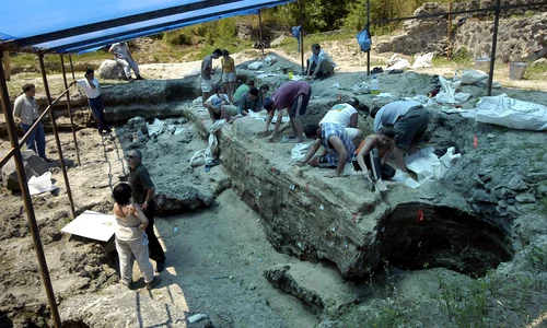 Foto sus: Săpături în situl arheologic de la Dmanisi (©  Arhivă / Wikimedia Commons)
