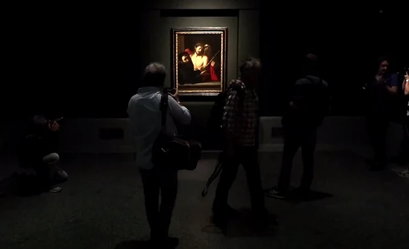 Tabloul „Ecce Homo” pictat de Caravaggio este prezentat la Madrid (foto: Captură video Youtube / El Mundo)