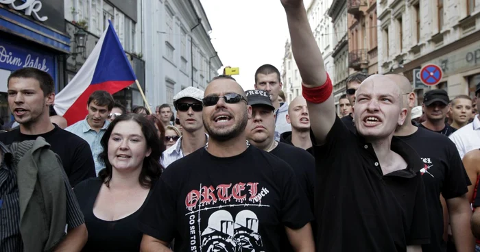 La protestul extremiştilor de dreapta din Plzen au participat aproximativ 400 de persoane FOTO Reuters