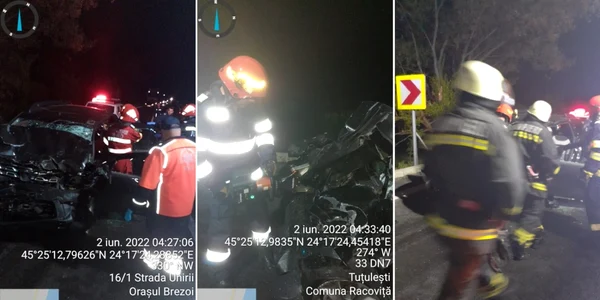 Accident mortal pe Valea Oltului în zona Racoviţa - Vâlcea pe DN7 Foto colaj ISU Vâlcea