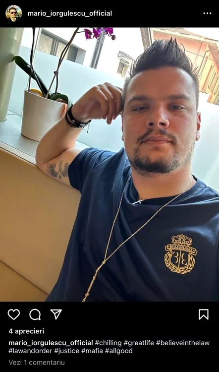 Postarea lui Mario Iorgulescu de pe Instagram, din 2023 - Foto Propsort