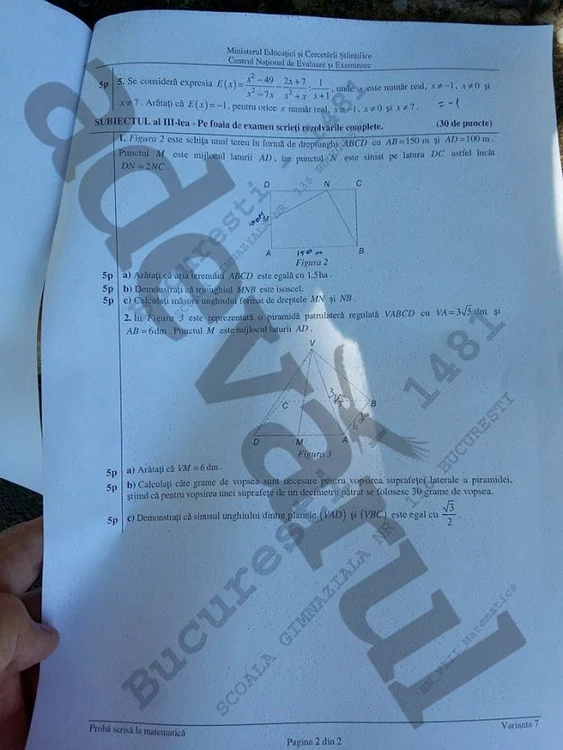 Subiecte Evaluarea națională 2015 Matematică