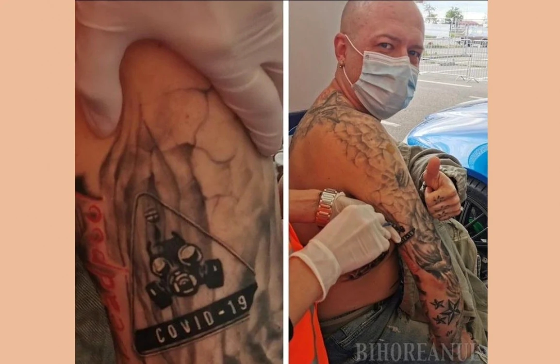 Primul român cu tatuaj Covid-19 FOTO ebihoreanul.ro