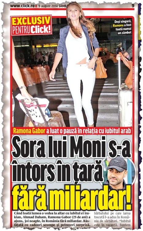 Click! a anunţat ieri  sosirea Ramonei în ţară