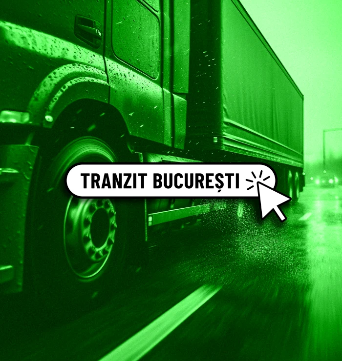 Imaginea unui camion într-o lumină verde