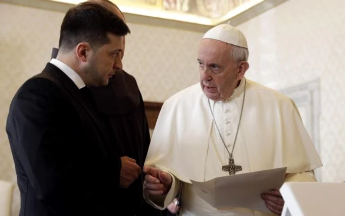 Volodimir Zelenski în audienţă la Papa Francisc FOTO EPA-EFE