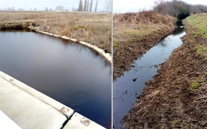 Pârâu poluat cu scurgeri nocive de la Deponeul ecologic. Foto: Garda de Mediu Huendoara.