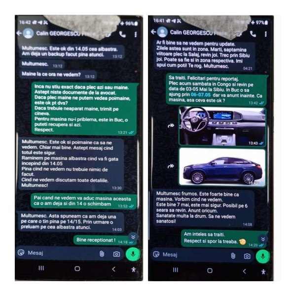 Călin Georgescu ar fi primit un Mercedes GLE de la Horațiu Potra. Conversațiile de pe WhatsApp dintre cei doi