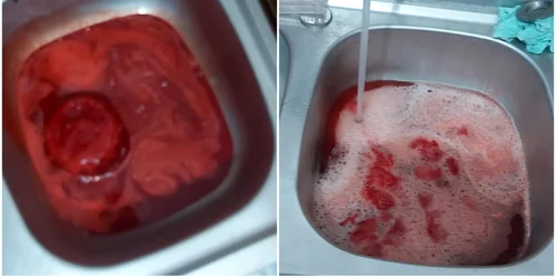 Sange contaminat aruncat in canalizare FOTO Facebook/ Emanuel Ungureanu