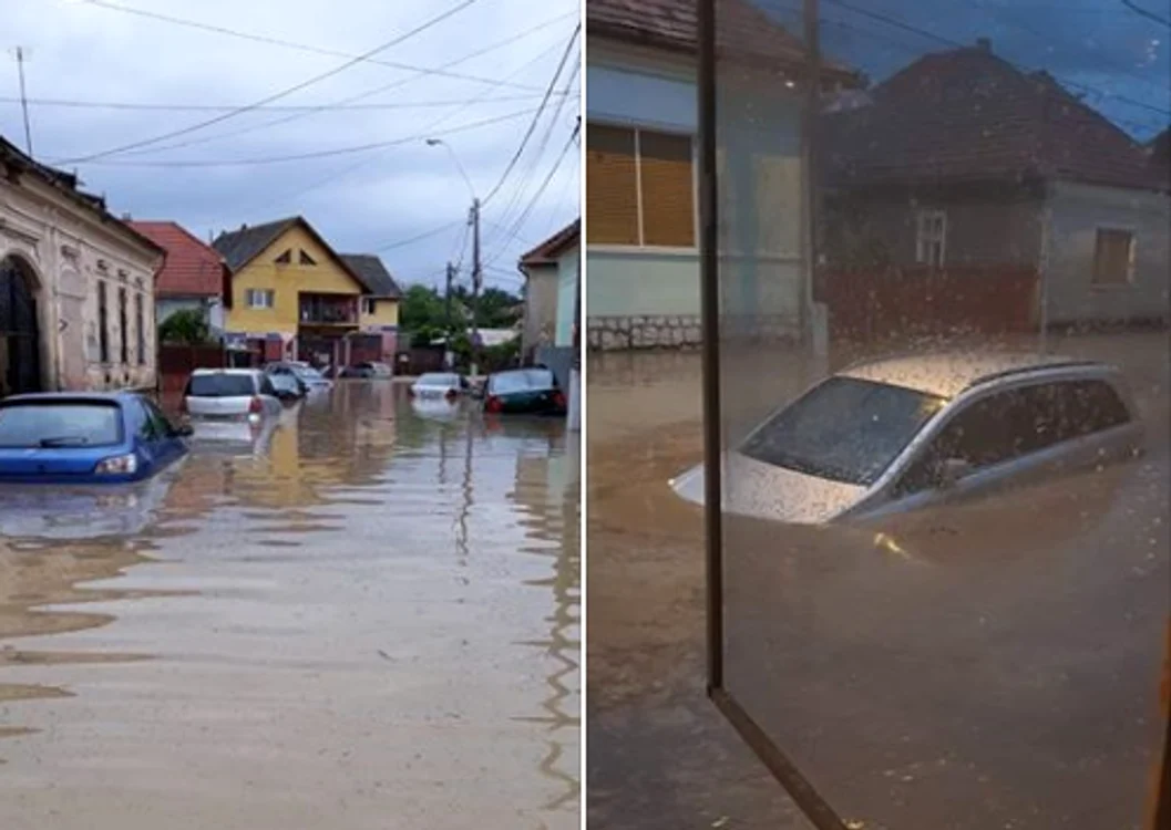 Orașul Aiud, inundat de viiturăFoto: Facebook