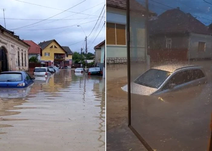 Orașul Aiud, inundat de viiturăFoto: Facebook