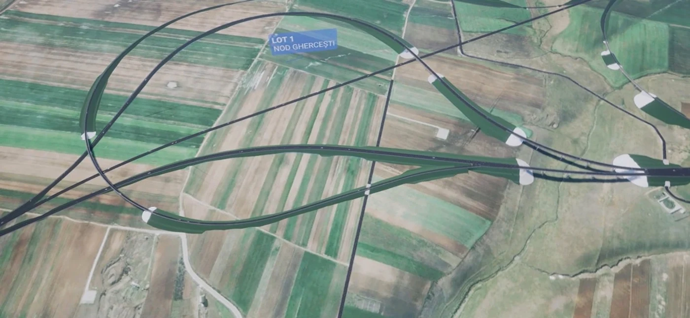 Imagine din satelit a terenurilor pe care se va construi autostrada Craiova-Filiaşi
